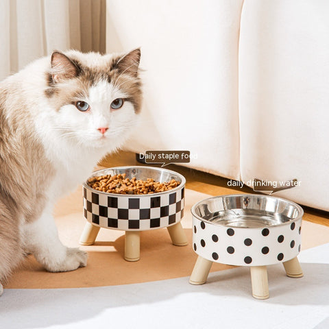 Pet Bowl Non-slip Square Bowl Large Capacity Dog Food Bowl Stainless Steel