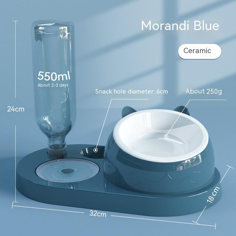 Cat Bowl Double Bowl Automatic Drinking Water Rice Basin