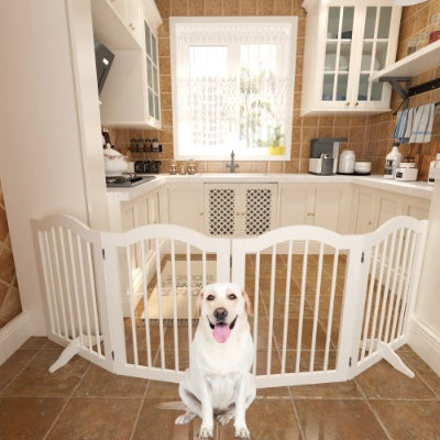27.6 Height Tall Freestanding Pet Gate, 4 Panels Foldable Dog Gate, Solid Wood Folding Safety Fence Wooden Dog Gate With 2 Pcs Support Feet Ideal For Stairs, Doorways, Halls, Kitchens, Heavy Duty Gat